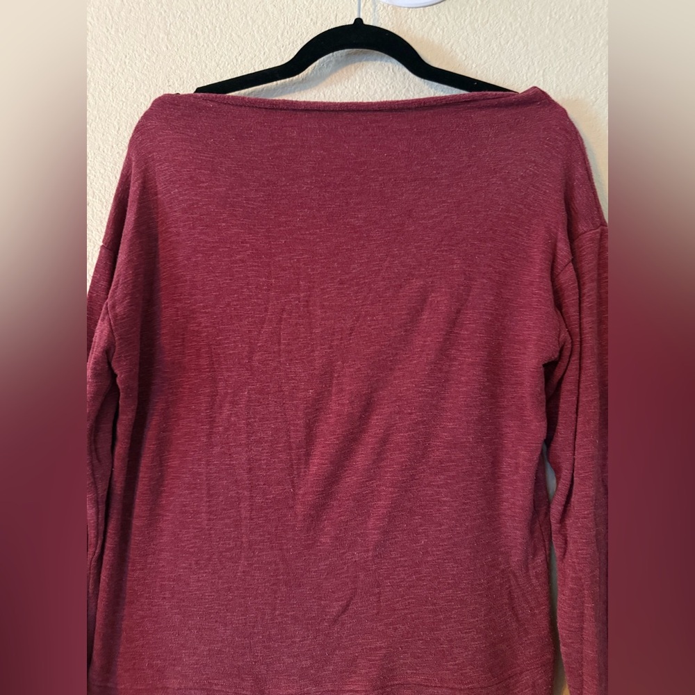 Casual Maroon Long Sleeve Top